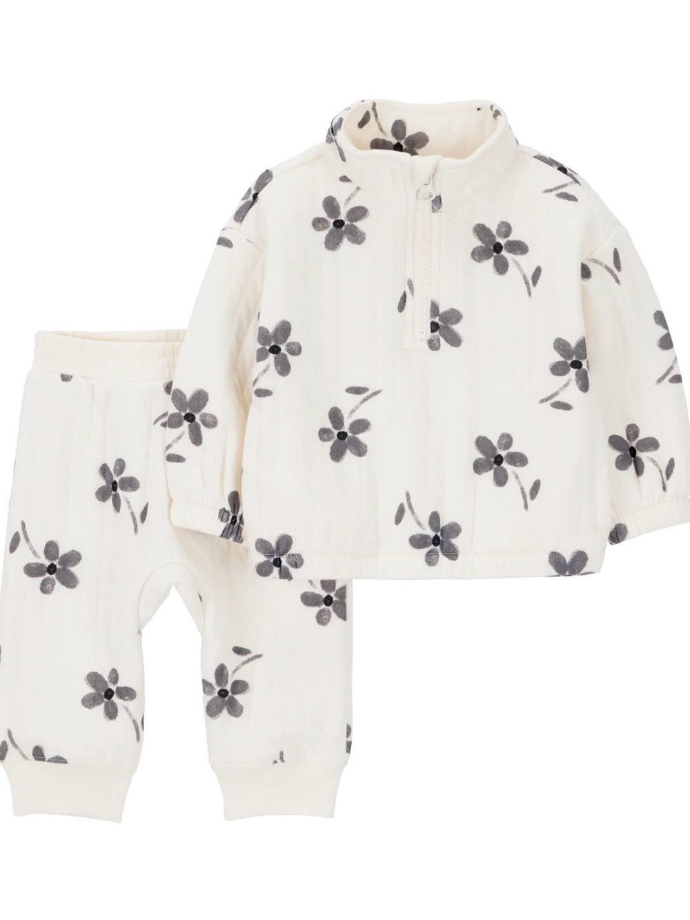 Carter’s Baby Floral Quilted Quarter Zip Pullover Pants Set 3-6M
